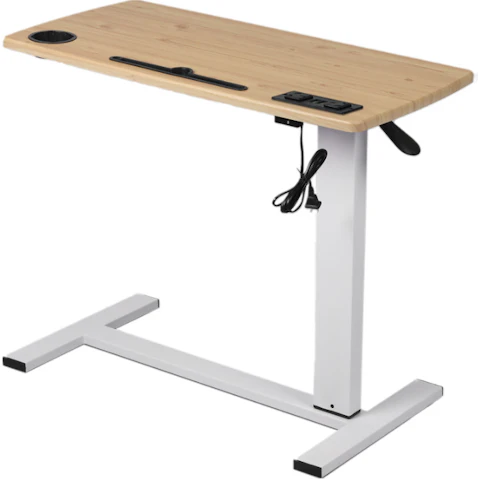 Levede 88cm Steel Frame Adjustable Side Table - Oak