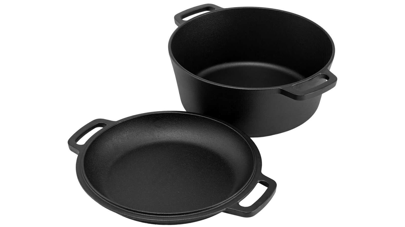 5-Star Chef 5L 2-In-1 Pre-Seasoned Cast Iron Dutch Oven with Lid and Dual Handles