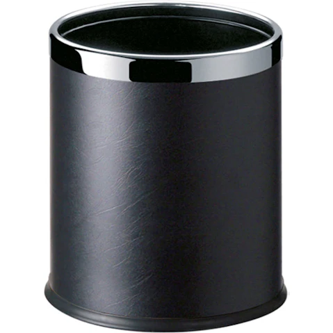 Dolphy Round Leatherette Room Bin - Black