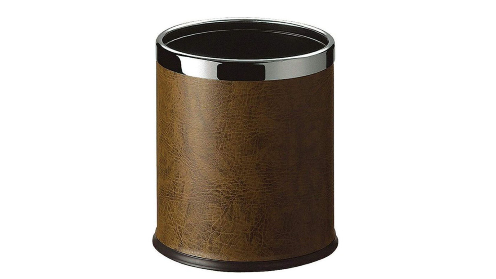 Dolphy Round Leatherette Room Bin - Brown
