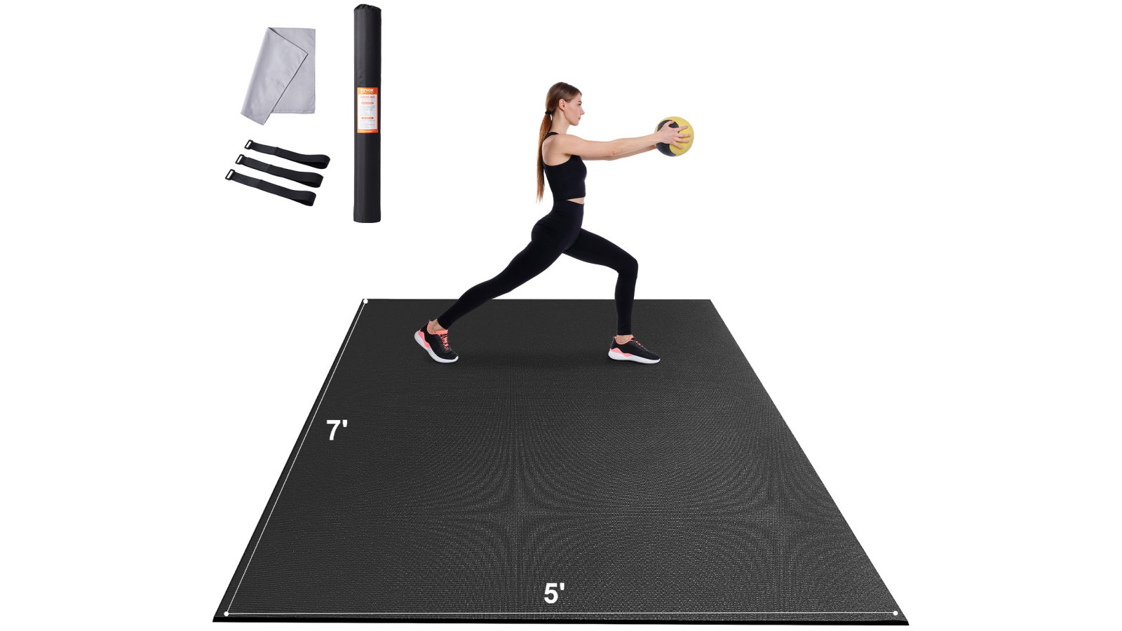 Vevor 7 x 5ft Exercise Mat Non Slip Yoga Mat Gym Fitness Pilate Workout Mat