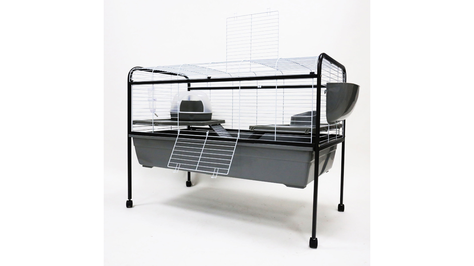 Flyline 2-Level Hutch on Wheels Cage for Rabbit, Guinea Pig, Chinchila and Ferret