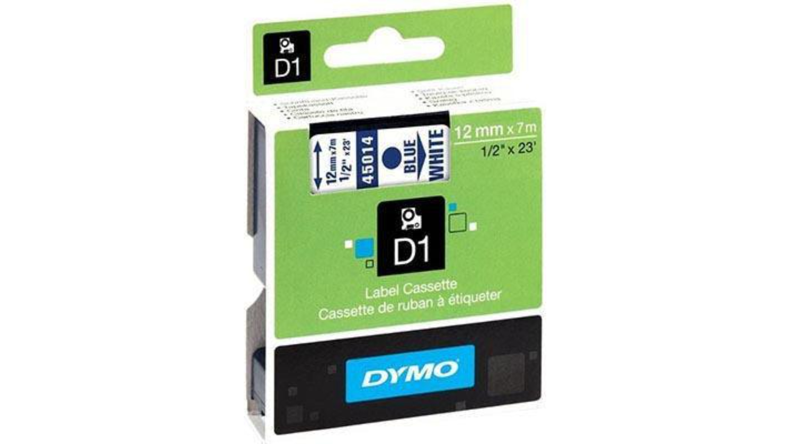 Dymo 1.2cm x 7metre D1 Labelling Tape - Blue on White