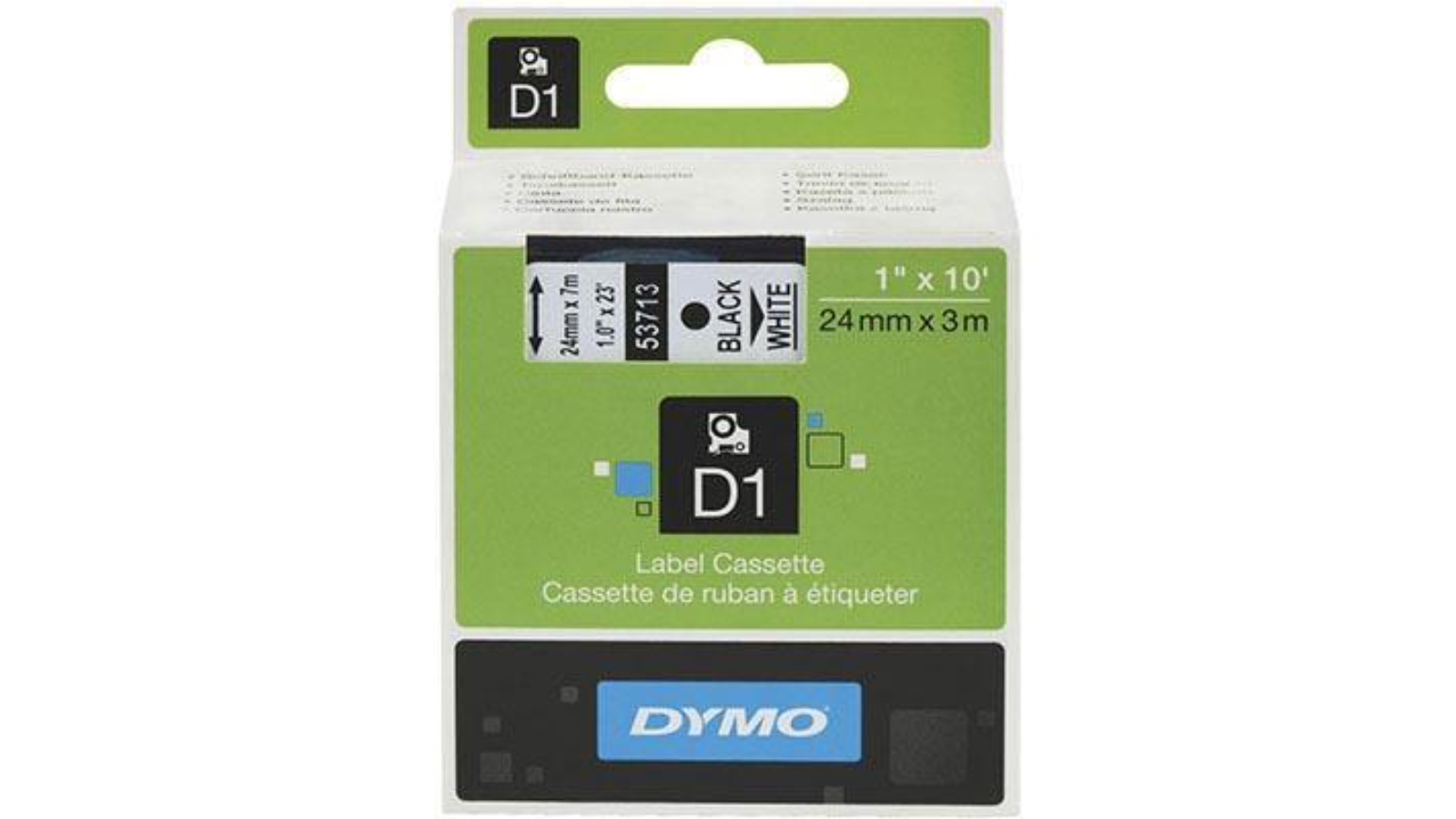 Dymo 2.4cm x 7metre D1 Labelling Tape - Black on White