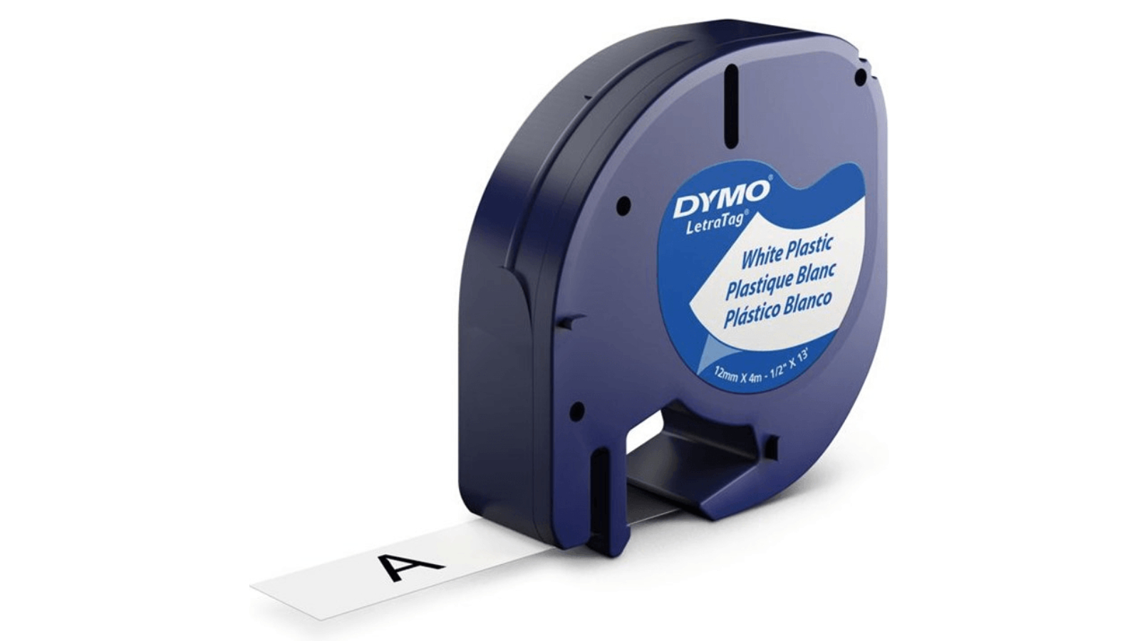 Dymo 1.2cm Letratag Plastic Labelling Tape Refill - Black on White