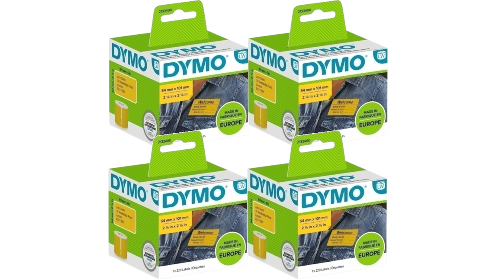 Dymo 99014 Pack of 4 5.4 x 10.1cm LW Standard Shipping Label - Yellow.