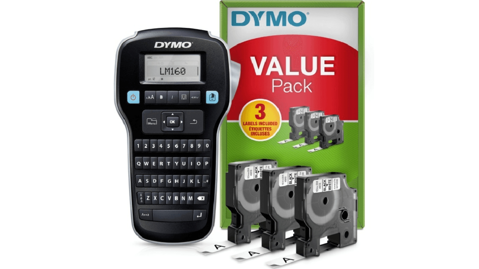 Dymo LM160P Pack of 3 Label Manager Tape Portable Value Label Maker