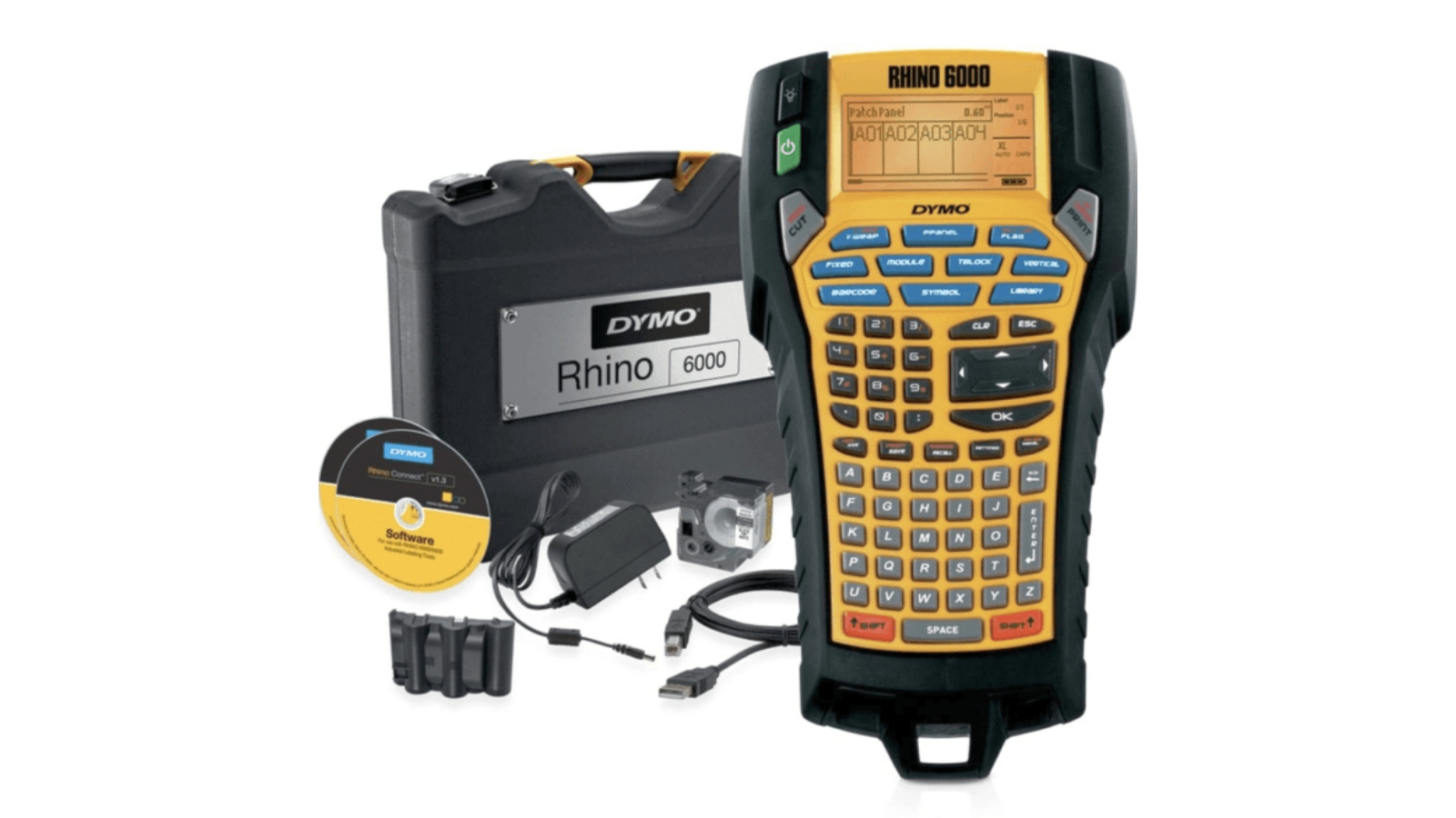 Dymo Rhino 6000 Label Machine Industrial Kit Labeller Printer Hard Case Starter Set Kit