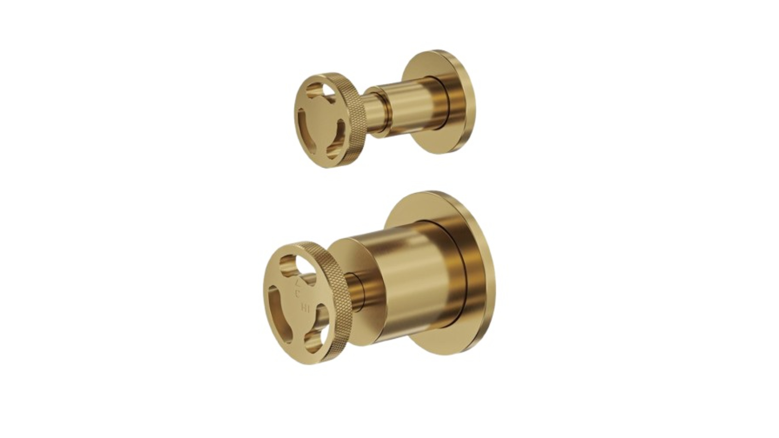 Linsol Dynamik 2-Plate Wall Mixer with Divertor - Brushed Brass