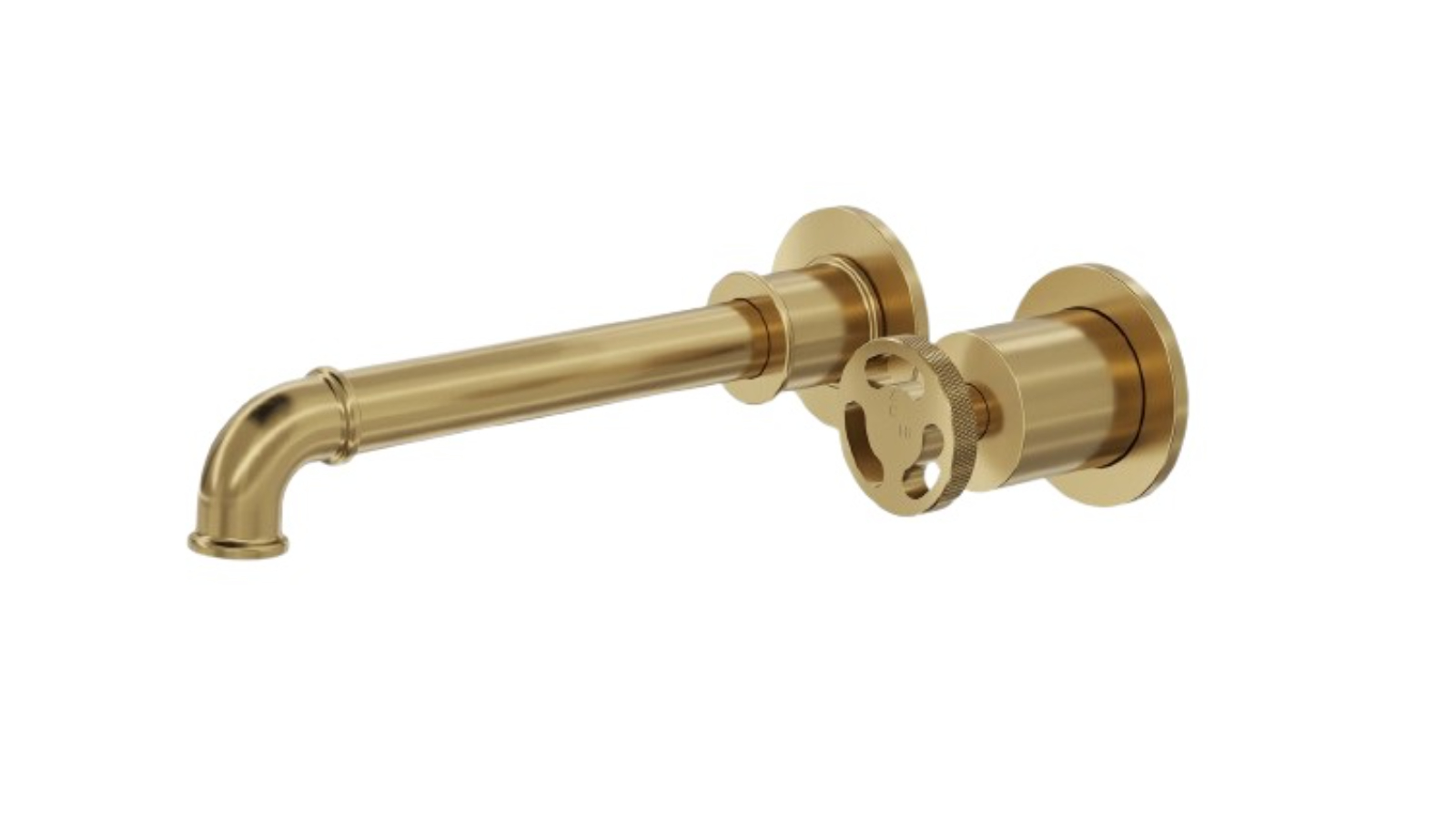 Linsol Dynamik 2-Plate Wall Basin or Bath Mixer - Brushed Brass