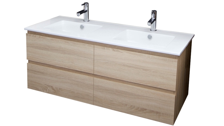 Parisi Evo 1200 Wall Mounted Cabinet with Twin Ceramic Top - Sahara