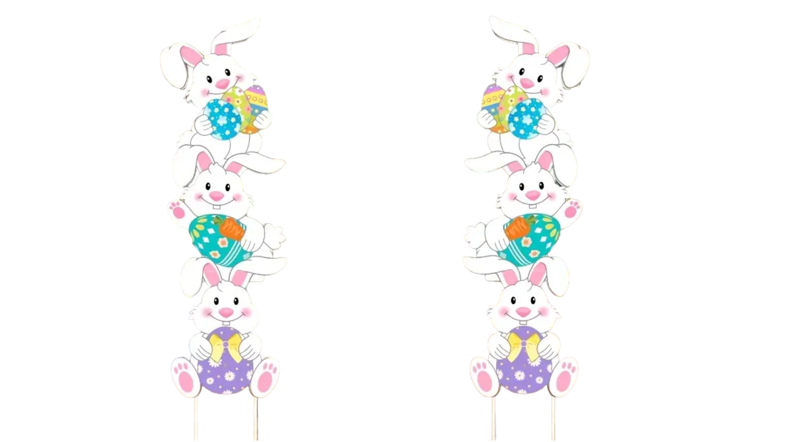 TM Set of 2 Tumbling Bunnies Yard Stake - 99.82cm