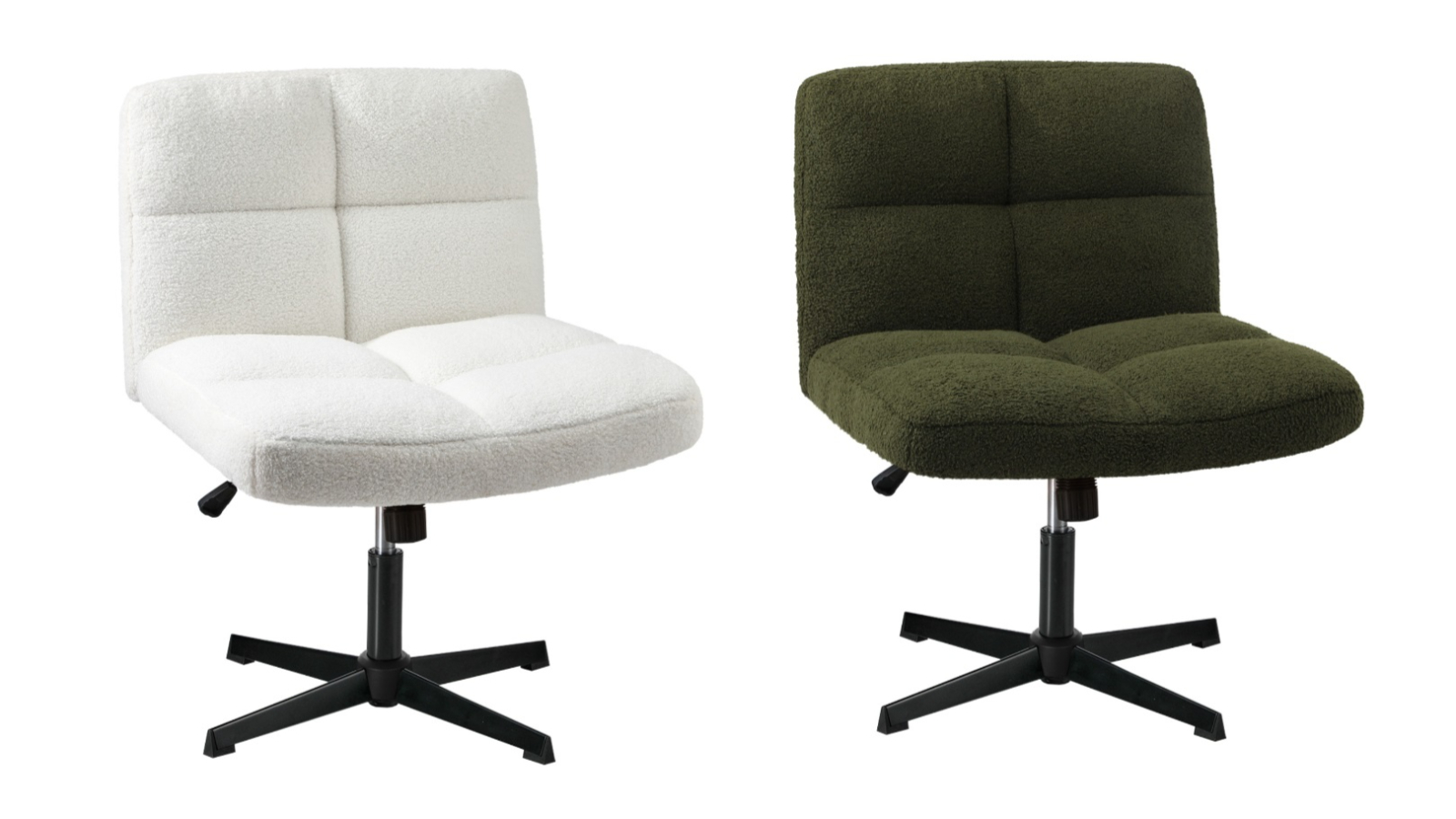 Oikiture No Wheel Boucle Mid Back Armless Wide Office Desk Chair