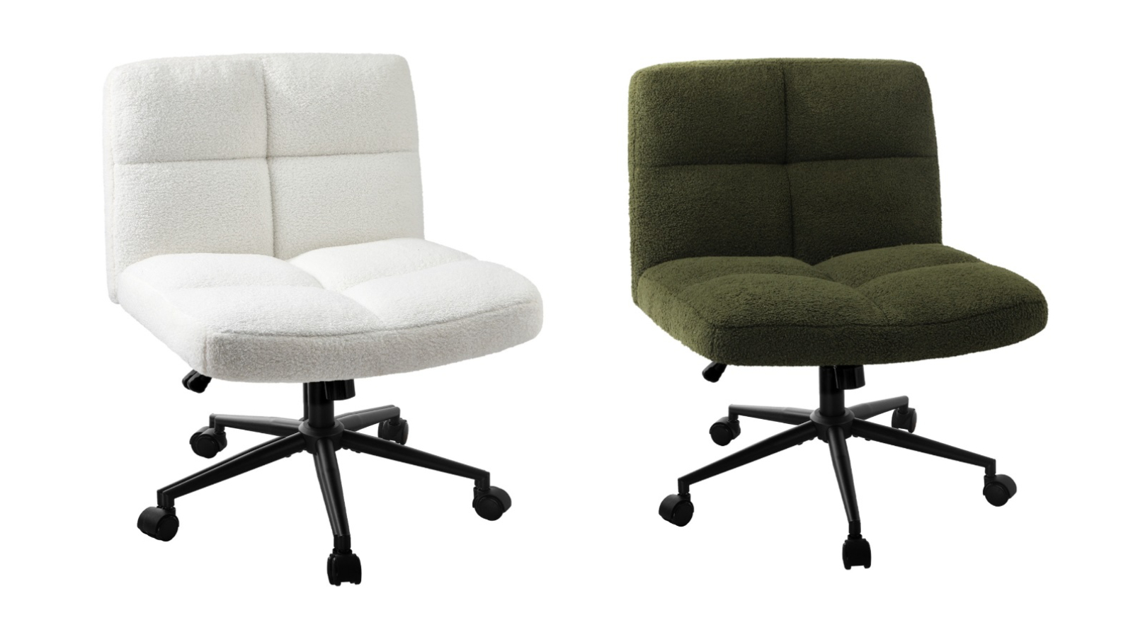 Oikiture Wide Wheel Boucle Mid Back Armless Office Desk Chair