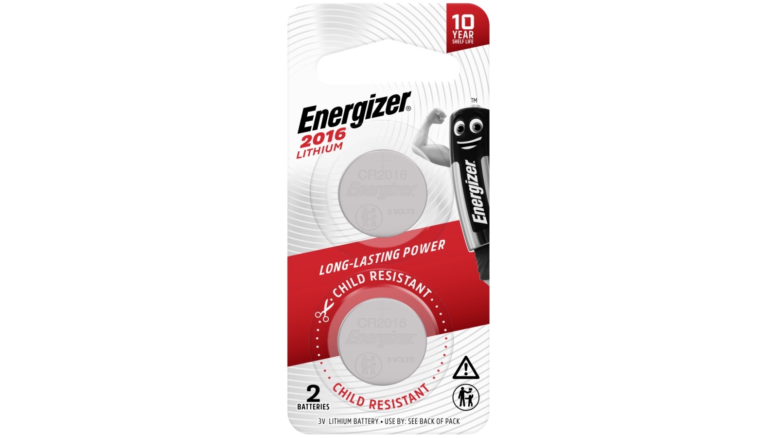 Energizer CR2016 Lithium Coin Battery - 2 Pack