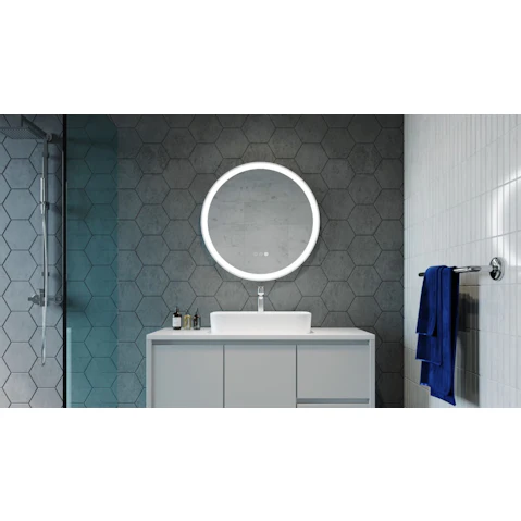 Remer Eclipse 600mm MDF Frame Dimmable LED Mirror with Light Colour Switch & Demister - Matte White