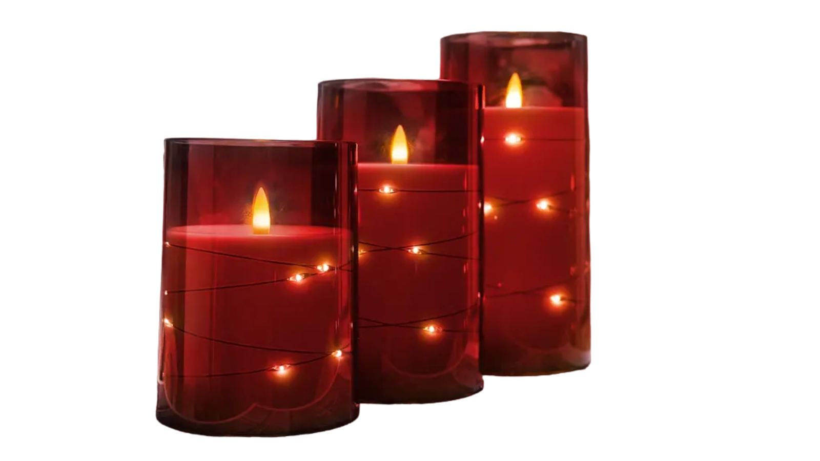 TM Trios of Tranquility Christmas Edition Flickering Flameless Candle Set