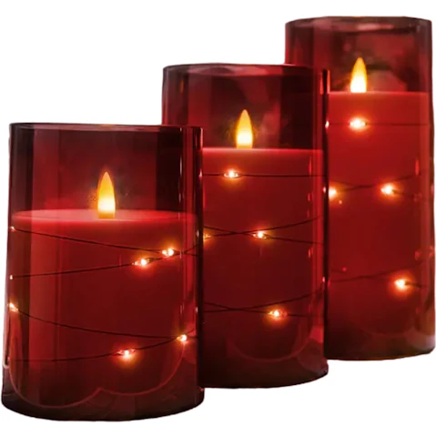TM Trios of Tranquility Christmas Edition Flickering Flameless Candle Set