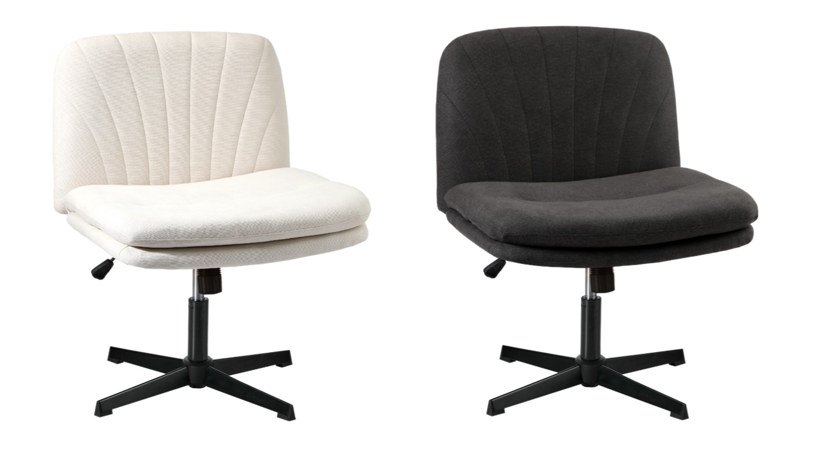 Oikiture Wide Linen No Wheel Mid Back Armless Office Desk Chair