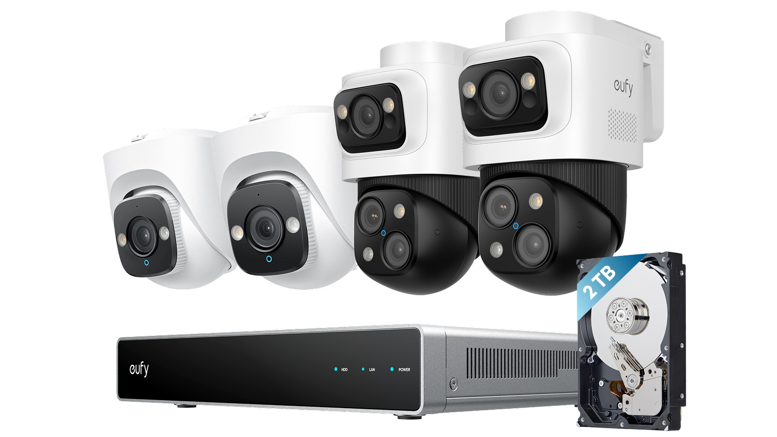 eufy S4 NVR PoE 24/7 Security System with 2 Turret and 2 PTZ Security Cameras