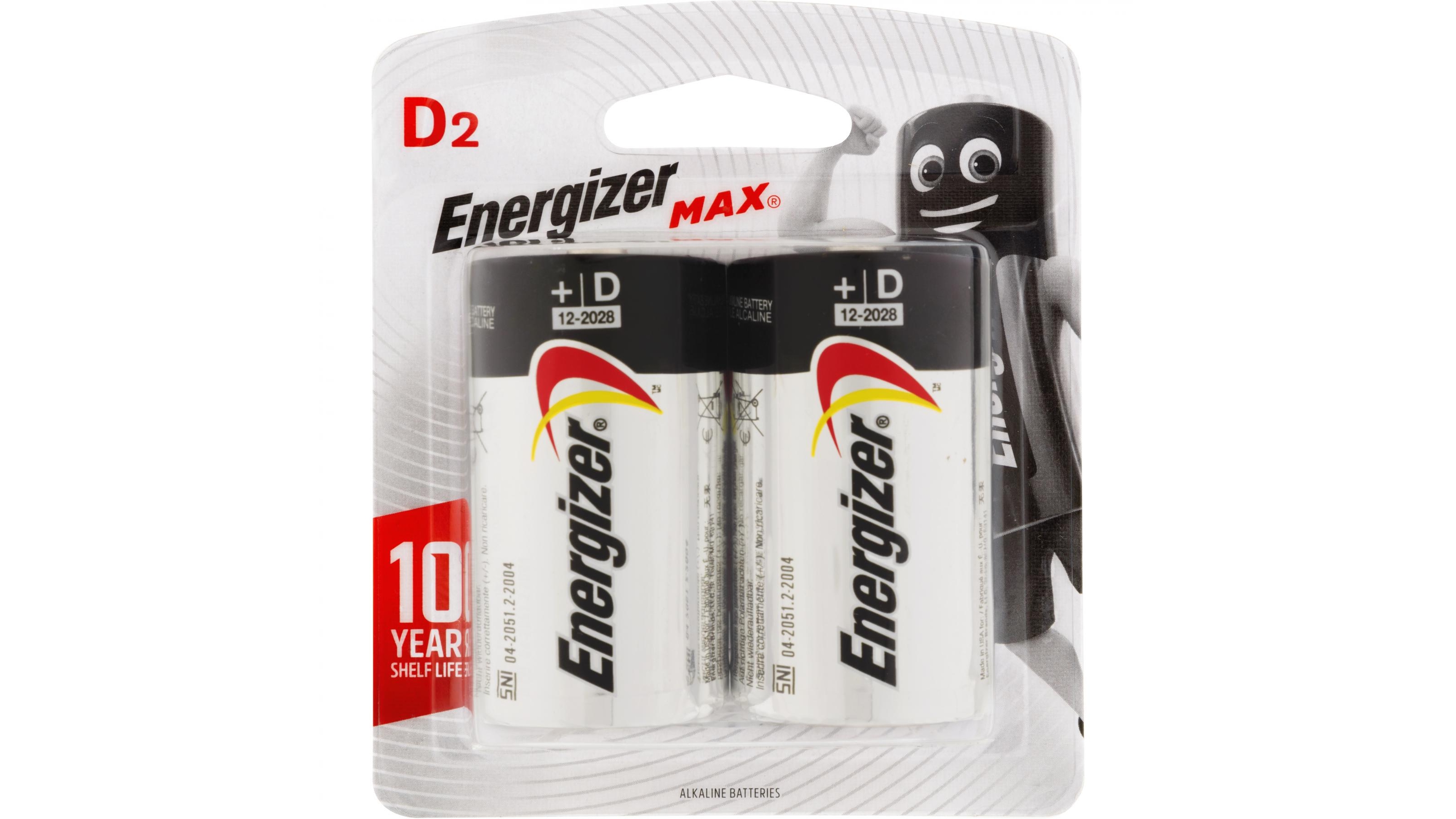 Energizer 2 Pack Max D Alkaline Battery