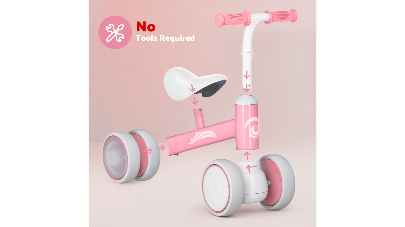 Advwin Baby Balance Bike Ride-on Toy with 4 Wheel - Pink/White | Harvey ...