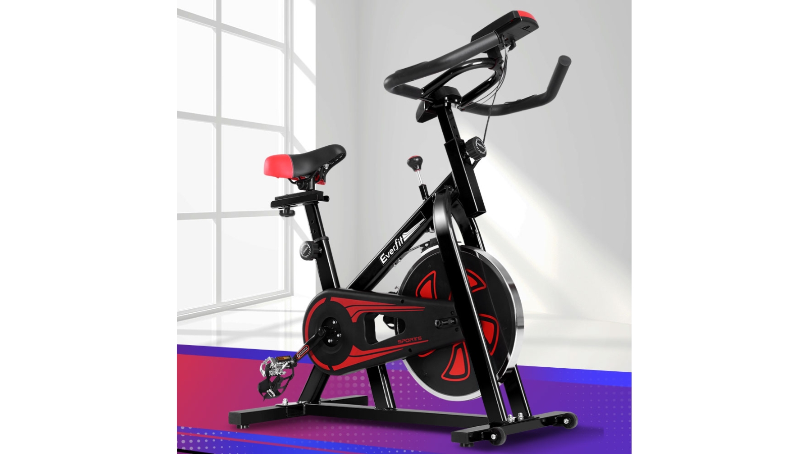 Everfit Spin Exercise Bike Fitness Black Harvey Norman