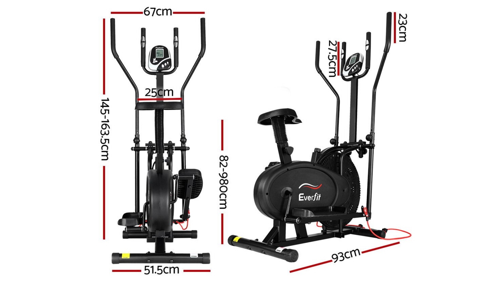 Everfit Black 5 in 1 Elliptical Cross Trainer Harvey Norman