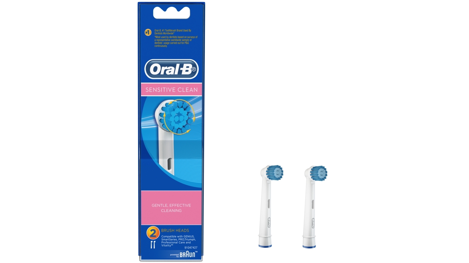 Oral B Sensitive Clean 2-Pack Replacement Electric Toothbrush Head