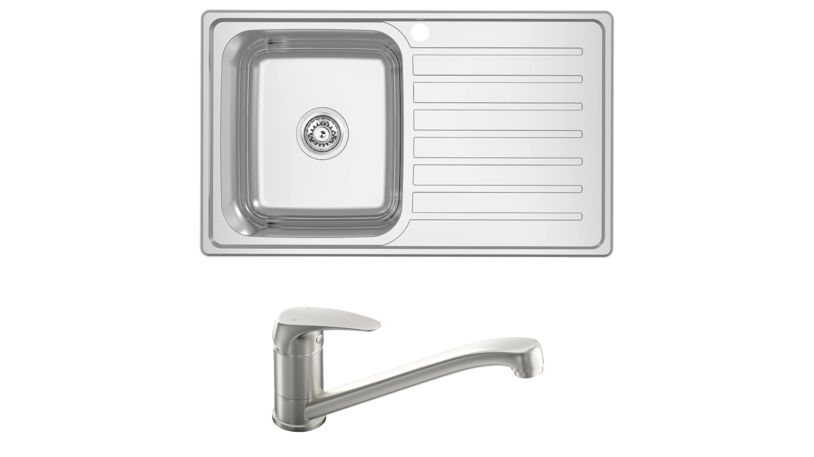 Abey Left Hand Single Bowl Kitchen Sink Plus Mixmaster Builders 35mm Sink Mixer Package - Brushed Nickel