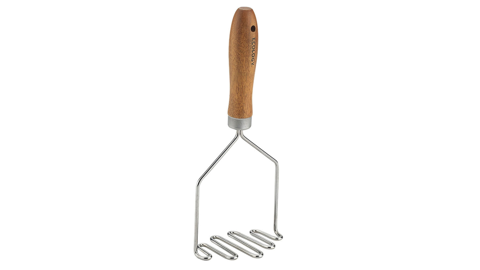 Ecology 27cm Acacia Wood Potato Masher - Silver