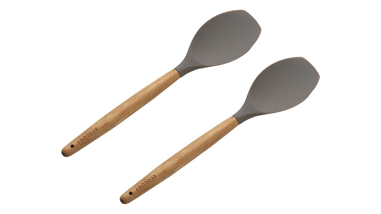 Ecology 2 Piece 32cm Acacia Wood Handle Silicone Spoon - Grey/Brown