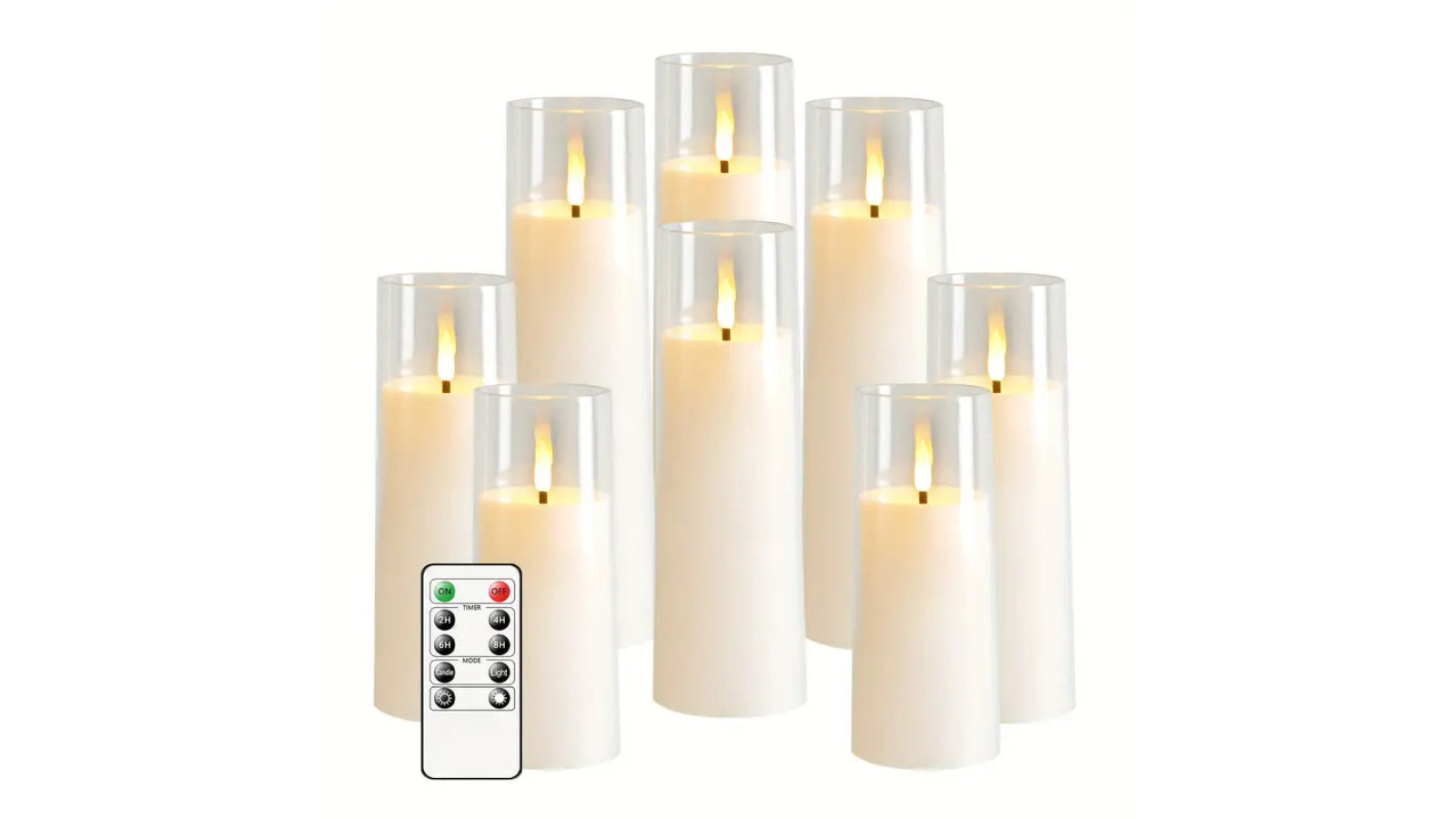 TM 5 Piece Flicker Flameless Candle Set with Remote Control and Timer - White
