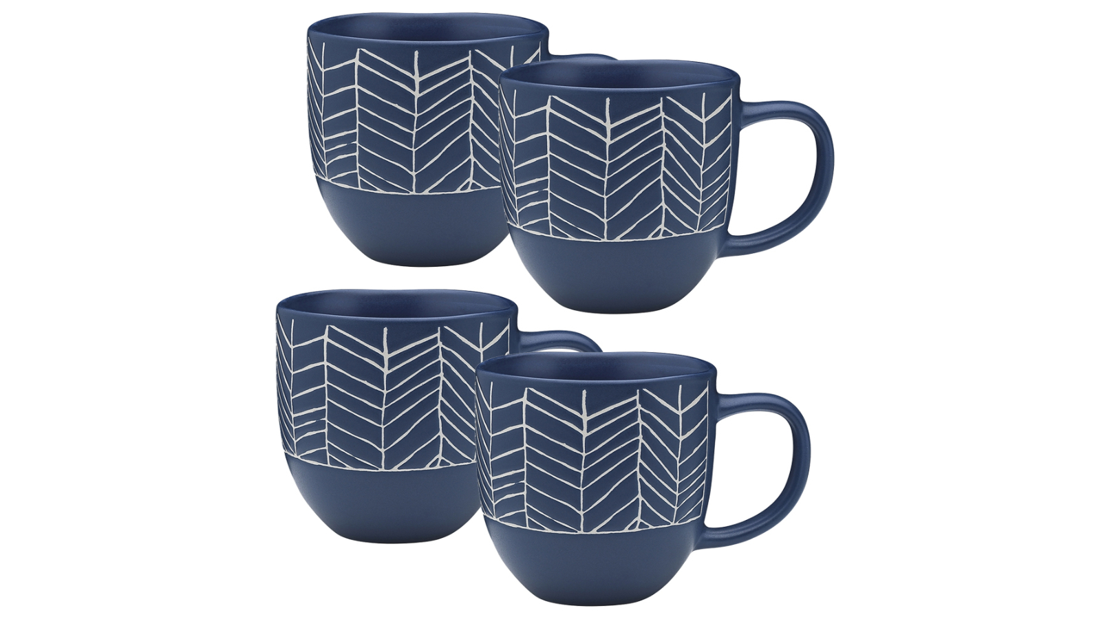 Ecology 4 Piece 340ml Dwell Herringbone Glazed Drinking Mug - Blue