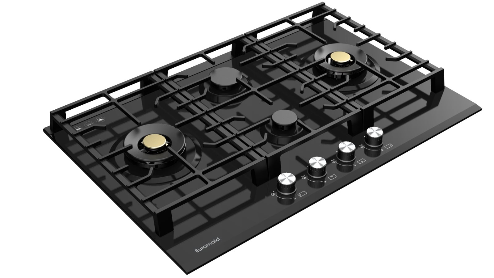 Euromaid Eclipse 750mm 4 Burner Black Glass Gas Cooktop Harvey Norman
