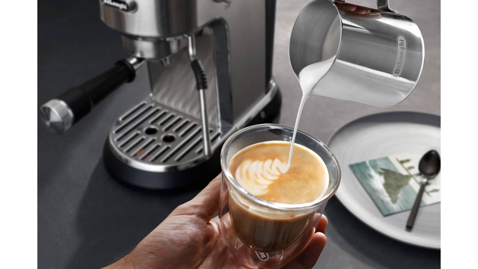 De'Longhi Dedica Meastro Manual Coffee Machine Metal Harvey Norman