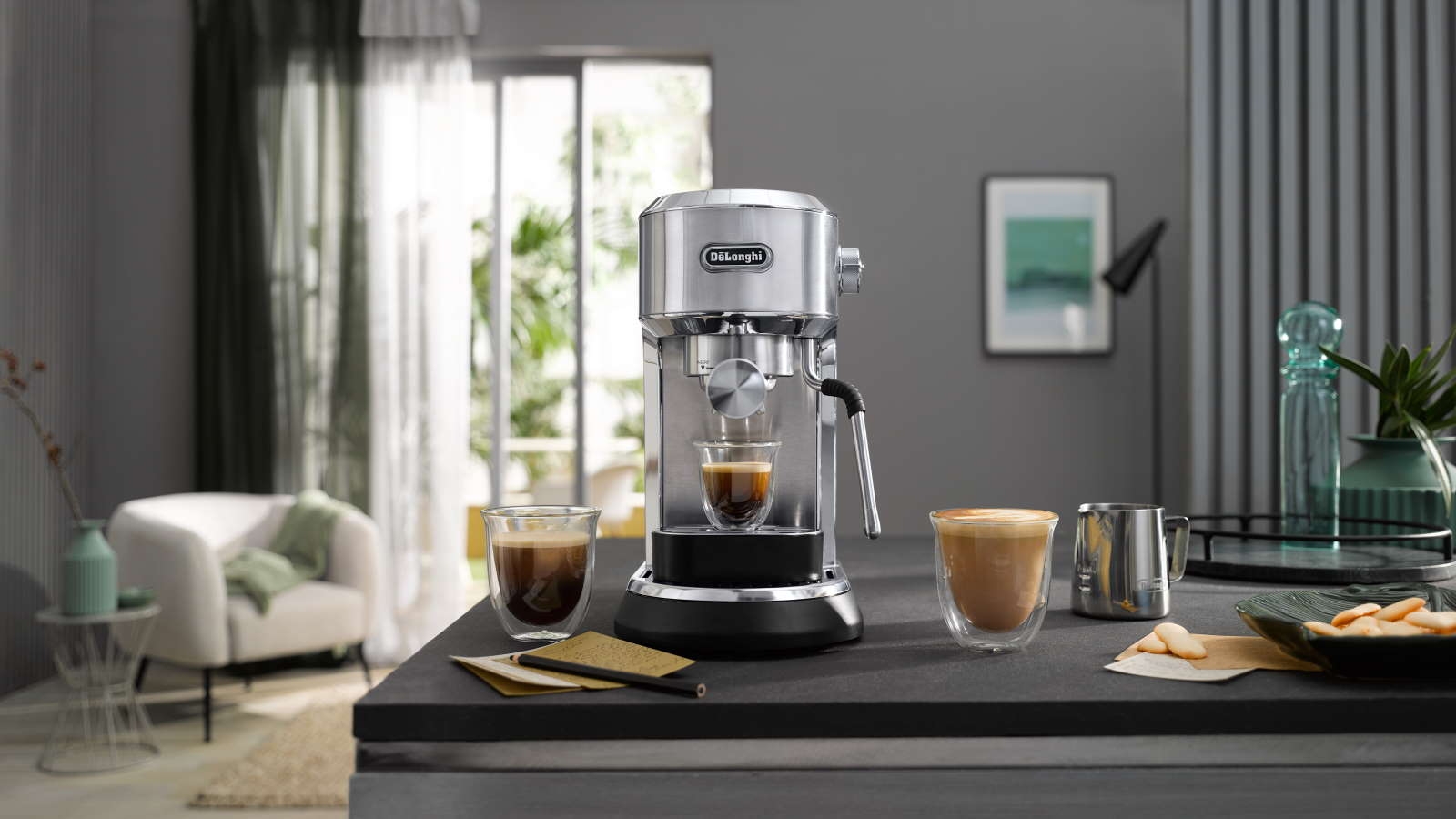 De'Longhi Dedica Meastro Manual Coffee Machine Metal Harvey Norman