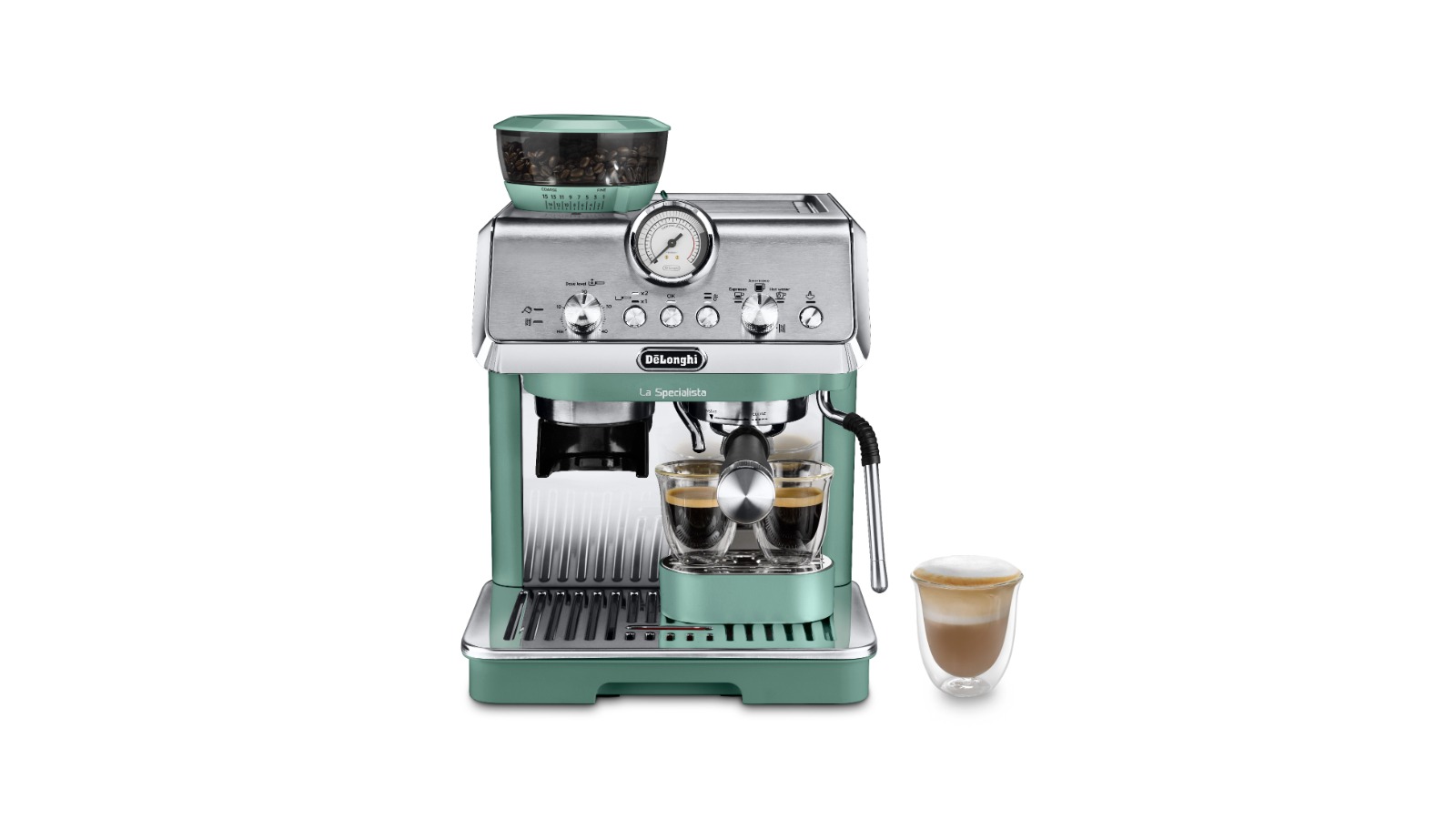 DeLonghi La Specialista Arte Pump Driven Manual Coffee Machine - Green 