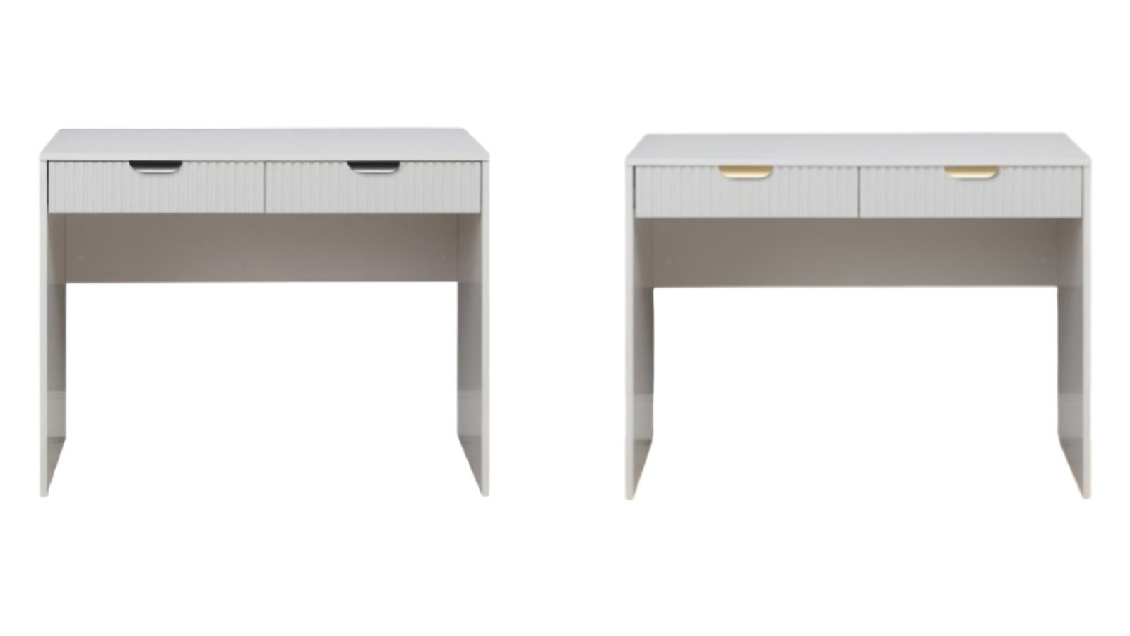 European Cabinetry White Fluted Odessa Desk - Pull Handle