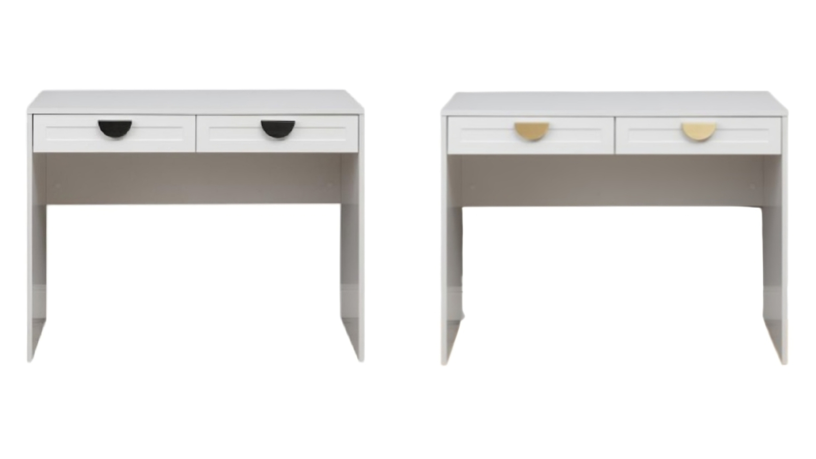 European Cabinetry White Hampton Odessa Desk - Half Moon Handle