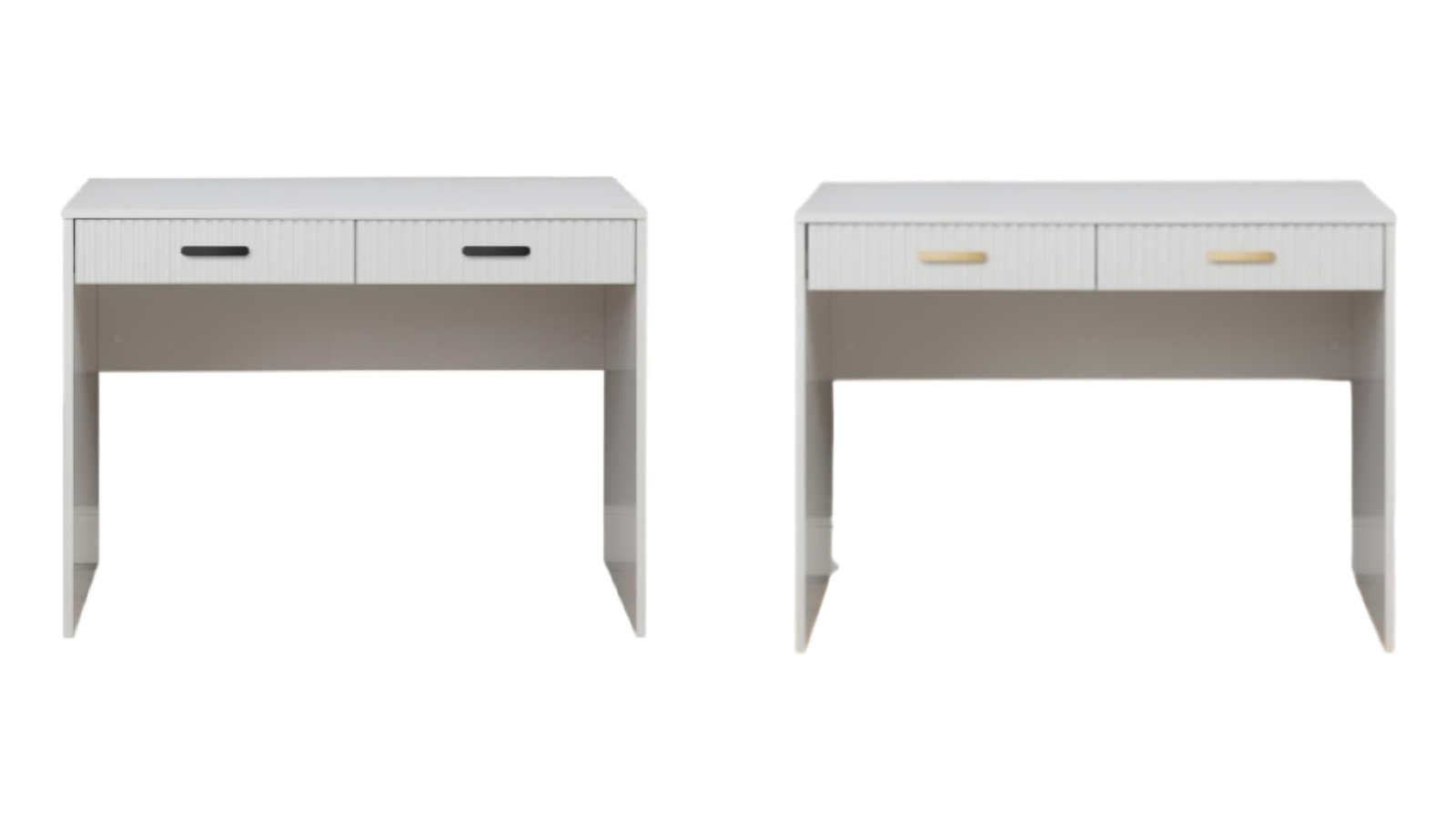 European Cabinetry White Fluted Odessa Desk - Oval Handle