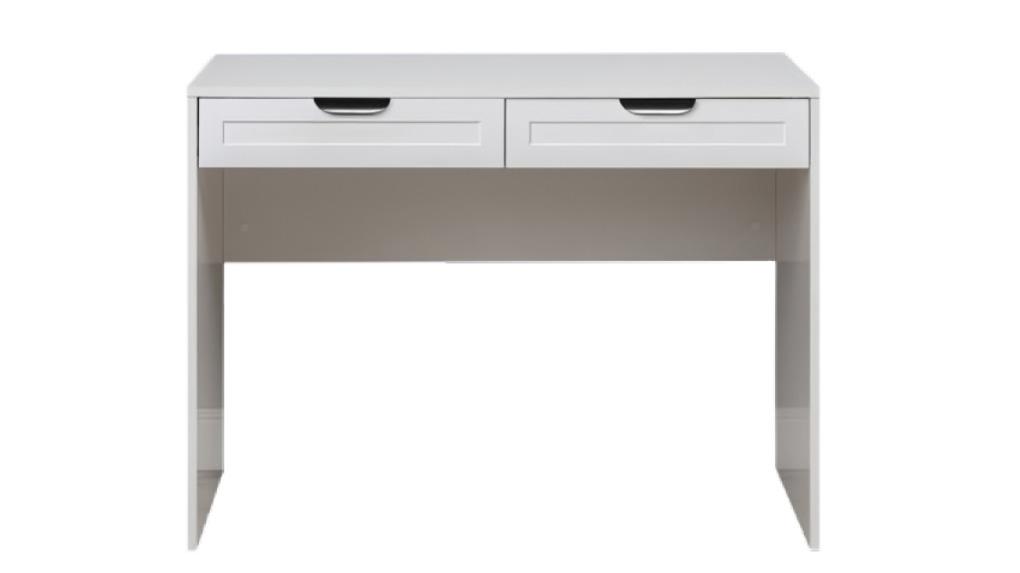 European Cabinetry White Hampton Odessa Desk - Black Pull Handle
