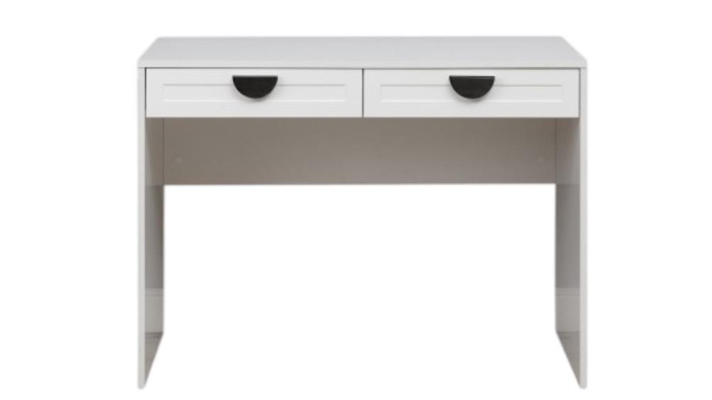 European Cabinetry White Hampton Odessa Desk - Black Half Moon Handle