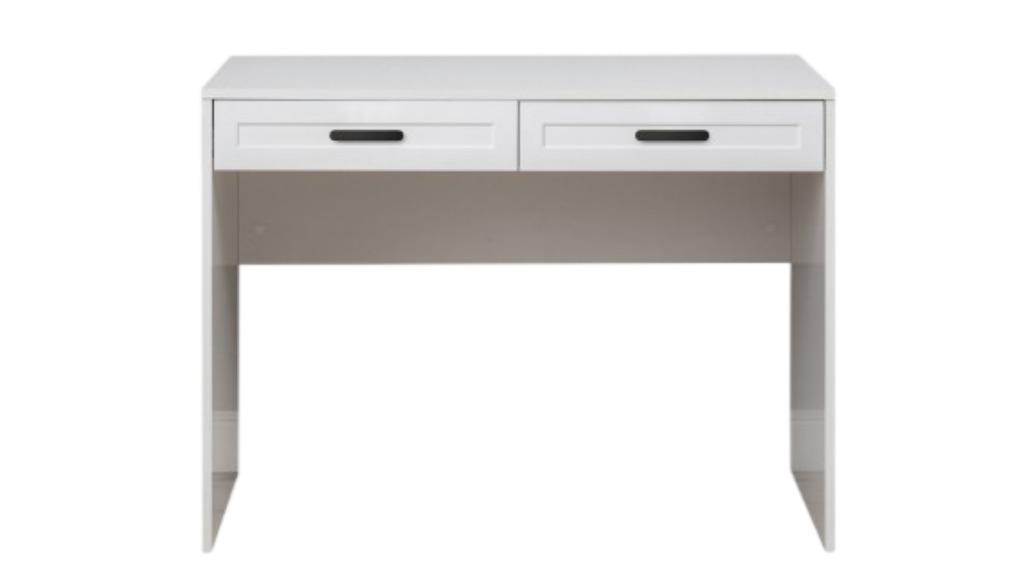 European Cabinetry White Hampton Odessa Desk - Black Oval Handle