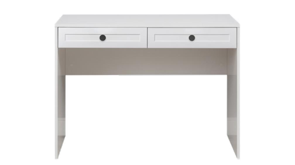 European Cabinetry White Hampton Odessa Desk - Black Round Handle