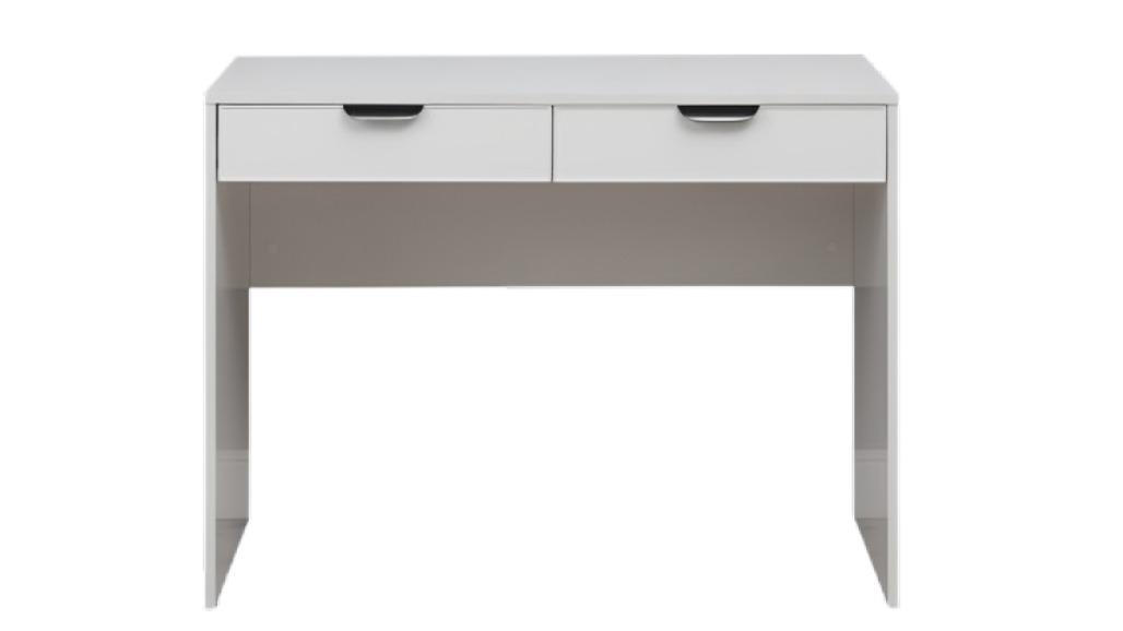 European Cabinetry White Slim Odessa Desk - Black Pull Handle