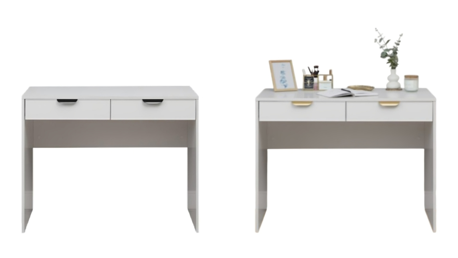 European Cabinetry White Slim Odessa Desk - Pull Handle