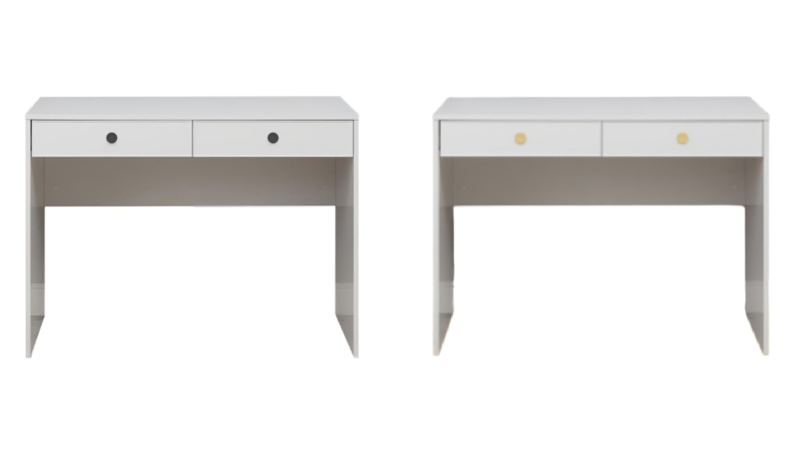 European Cabinetry White Slim Odessa Desk - Round Handle
