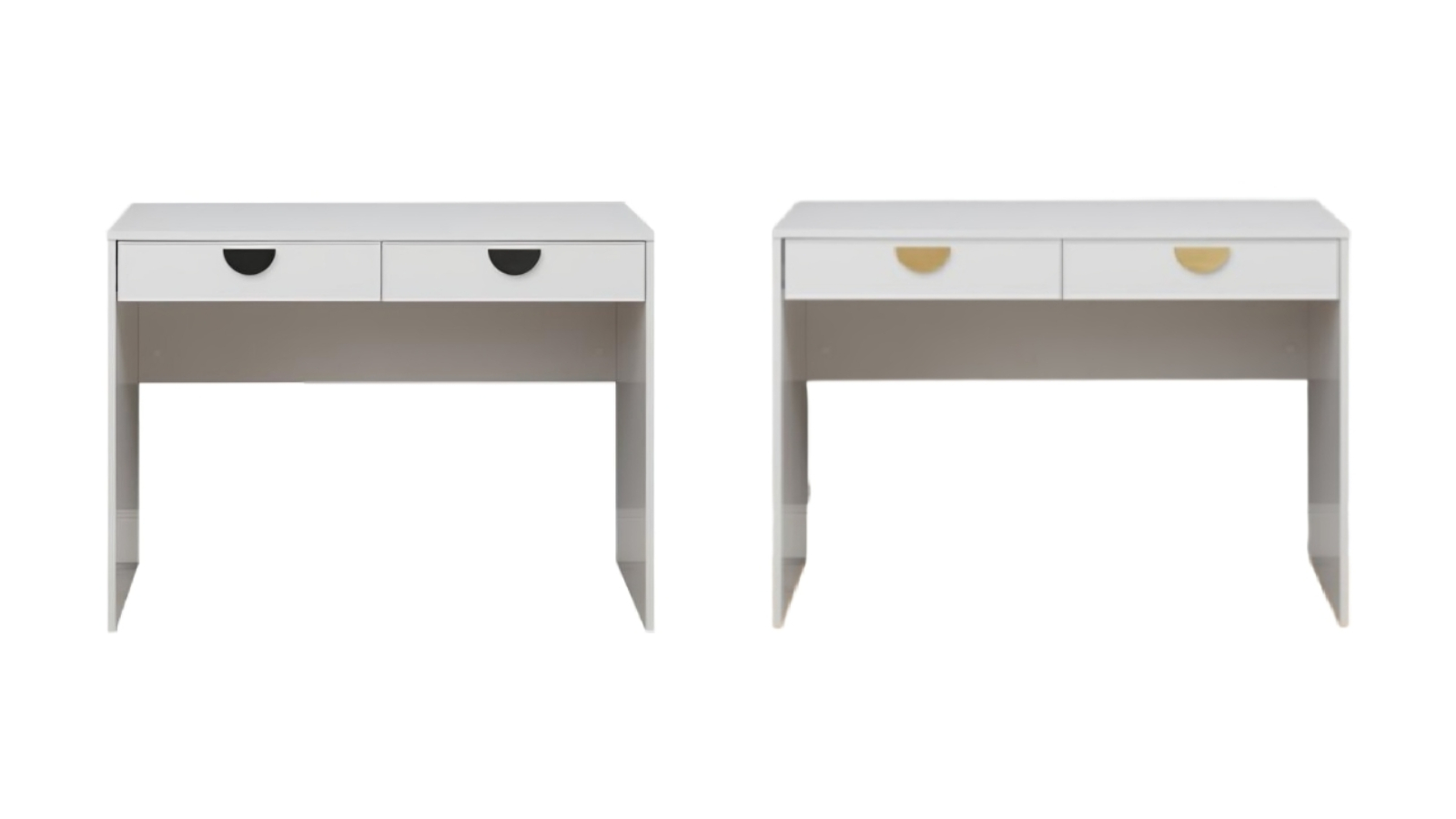 European Cabinetry White Slim Odessa Desk - Half Moon Handle