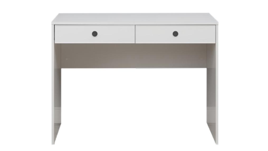 European Cabinetry White Slim Odessa Desk - Black Round Handle